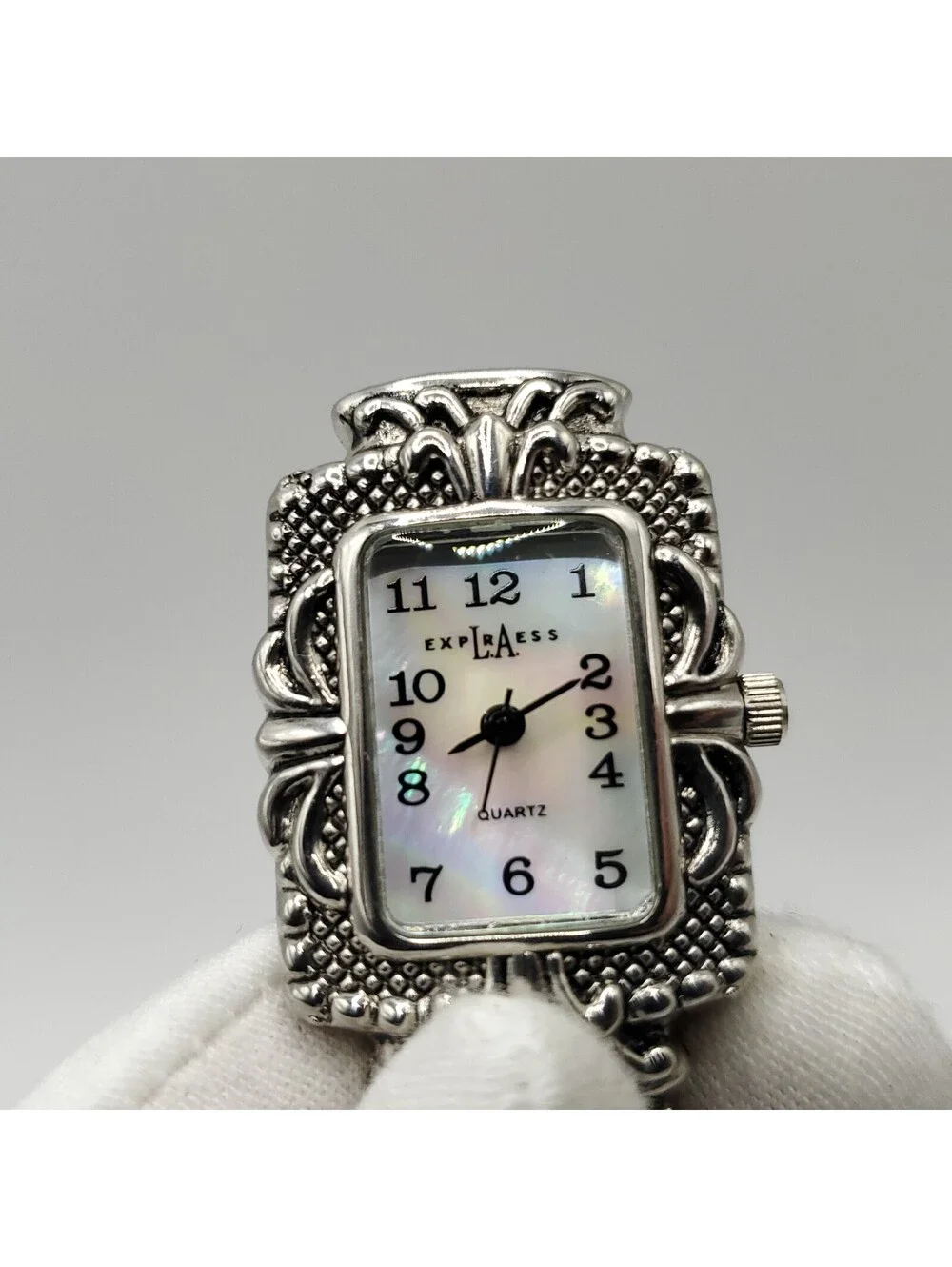 LA Express Watch Women Silver Tone MOP Dial Decorative Band New Battery 23mm
